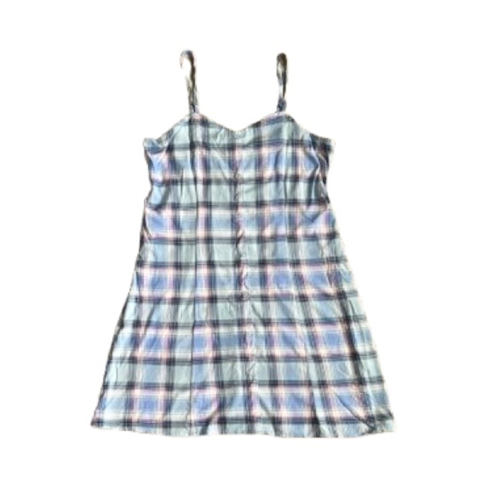 296 NWT Art Class Girl’s Button Front Spaghetti Strap Plaid Dress -Size: XL (14)